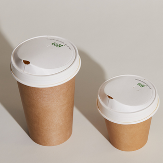 PINNACLE LID - WHITE 12, 16, 20 & 22oz (90mm) COMPOSTABLE PAPER SIPPER LID - 1000 - CTN ( 12TESIPLID )