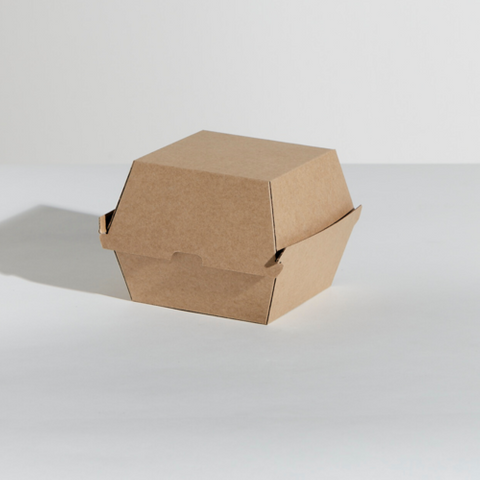 PP ENVIRO BROWN CORRUGATED BOARD BURGER BOX - 102 x 105 x 82mm - EBK-A - 300 - CTN