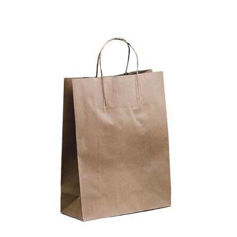 FUTURE FRIENDLY BROWN SMALL 350mm H X 260mm W + 110MM G - TWIST HANDLED CARRY BAG - BKPT350-F - 250 - CTN