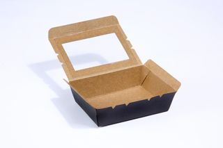 DETPAK WINDOW LUNCH BOX - BLACK RANGE - EXTRA SMALL - 400ml - 120 L x 88 W x 37mm H - L323P0018 - 50 - SLV