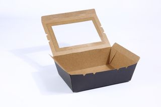DETPAK WINDOW LUNCH BOX - BLACK RANGE - LARGE - 1900ml - 195 L x 140 W x 65mm H - L552P0032 - 50 - SLV