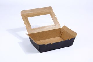 DETPAK WINDOW LUNCH BOX - BLACK RANGE - MEDIUM - 1100ml - 180 L x 120 W x 50mm H - L590P0054 - 50 - SLV