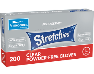 PRIME SOURCE CLEAR STRETCHIES GLOVES - LARGE - POWDER FREE - 200 - PKT