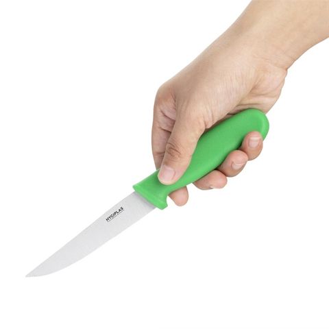 HYGIPLAS 4" SERRATED VEGETABLE KNIFE - GREEN HANDLE - C862 - EACH