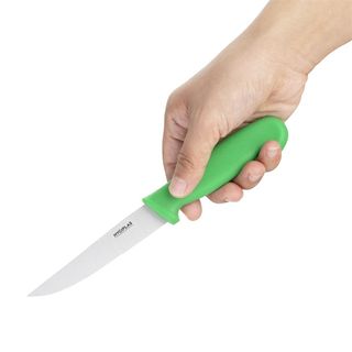 HYGIPLAS 4" SERRATED VEGETABLE KNIFE - GREEN HANDLE - C862 - EACH