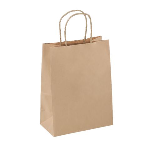 DETPAK BROWN PAPER JUNIOR CARRY BAG WITH TWIST HANDLE - 275 L X 205 W + 110MM (G) - C461S0010 - 50 - SLV