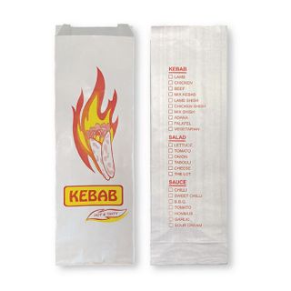 KEBAB BAG PRINTED - FOIL LINED - 305mm L x 102mm W + 40mm G - FBK - 250 - PKT
