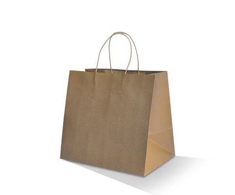 GREENMARK KRAFT JUMBO TAKEAWAY 320 L x 350 W x 230mm G 170gsm TWIST HANDLE CARRY BAG ( BCB-T-T ) - 50 - SLV