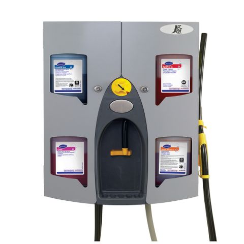 DIVERSEY J-FILL QUATTROSELECT WALL MOUNTED DISPENSER - HOLDS 4 PRODUCTS - D04384 - EACH