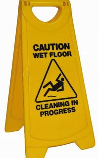 EDCO CONTRACTOR WARNING SIGN - "CLEANING IN PROGRESS" YELLOW A-FRAME ( 19032 ) - EACH
