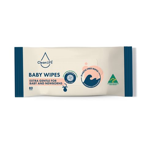 CLEANLIFE BABY WIPES - EXTRA GENTLE - PLASTIC FREE - 80 WIPES - PKT