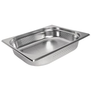 VOGUE 1/2 SIZE PERFORATED 100MM DEEP S/STEEL GASTRONORM PAN - DN702 - EACH