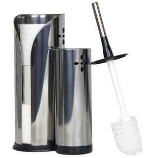 SABCO STAINLESS STEEL TOILET SET - ENCLOSED TOILET BRUSH & ROLL HOLDER - SAB60101 - SET