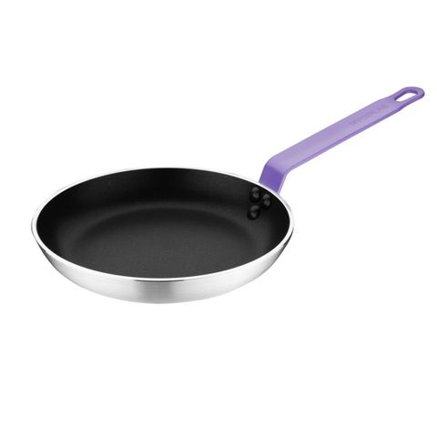 HYGIPLAS NON STICK TEFLON ALUMINIUM FRYING PAN WITH PURPLE HANDLE - 200MM DIA - FB476 - EACH