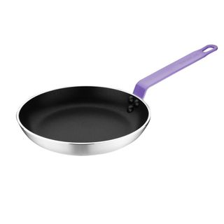 HYGIPLAS NON STICK TEFLON ALUMINIUM FRYING PAN WITH PURPLE HANDLE - 200MM DIA - FB476 - EACH