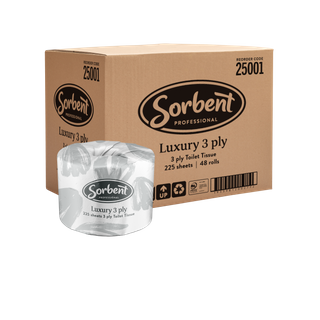 SORBENT 25001 PROFESSIONAL LUXURY 3PLY 225 SHEET I/W TOILET PAPER - 48 ROLLS - CTN