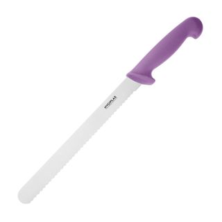 HYGIPLAS 255MM SERRATED BLADE SLICER PURPLE HANDLE - FX123 - EACH