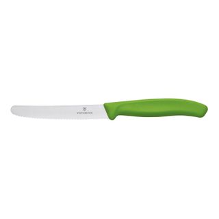 VICTORINOX WAVY EDGE TOMATO KNIFE GREEN HANDLE - 11CM BLADE - FZ373 - EACH