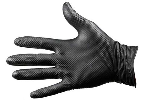 PRO-VAL NITRILE BLAX HD - BLACK POWDER FREE GLOVES - MEDIUM - STRONG & TEXTURED - 41162 - 50 - PKT