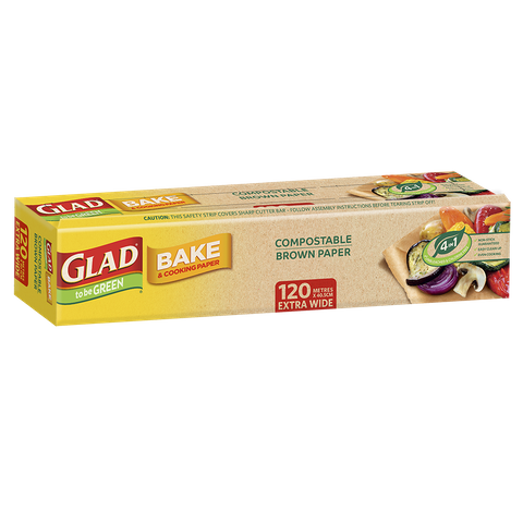 GLAD TO BE GREEN COMPOSTABLE BROWN BAKING PAPER ( HANDY BAKE ) 40CM X 120M - 6 - CTN