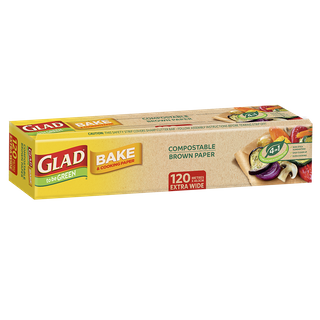 GLAD TO BE GREEN COMPOSTABLE BROWN BAKING PAPER ( HANDY BAKE ) 40CM X 120M - 6 - CTN