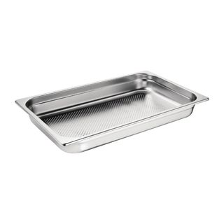 VOGUE 1/1 SIZE PERFORATED 65MM DEEP S/STEEL GASTRONORM PAN - DN701 - EACH