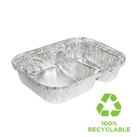 MARINUCCI FOIL 600ML HEAVY DUTY 2 CAVITY / COMPARTMENT TRAY, 187X140X35, ( 18-MRE519 ) - 330 - CTN