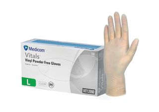 MEDICOM VITALS VINYL CLEAR POWDER FREE GLOVES - SMALL ( 1209B ) - 1000 - CTN