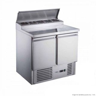 FED-X TWO DOOR SALAD PREP TOP FRIDGE - 900mm W x 700mm D x 1020mm L - XGNS900D - EACH