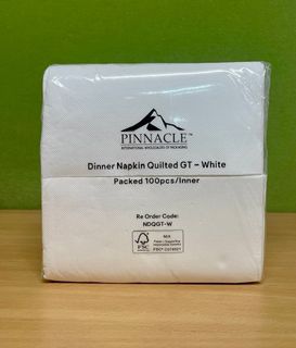 PINNACLE WHITE DINNER QUILTED GT FOLD ( 1/8 FOLD ) NAPKIN - NDQGT-W - 100 - PKT