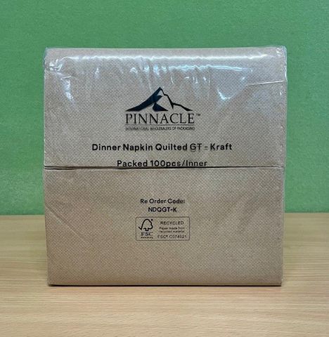 PINNACLE BROWN KRAFT DINNER QUILTED GT FOLD ( 1/8 FOLD ) NAPKIN - NDQGT-K - 100 - PKT