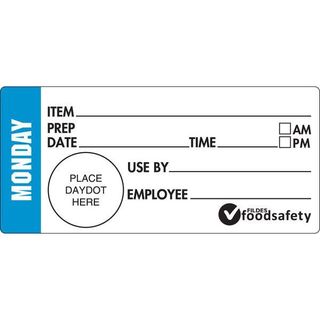 DAYDOTS 47MM X 99MM RECT - SHELF LIFE - DURABLE - MONDAY -  BLUE ( 15010 ) - 500 - ROLL