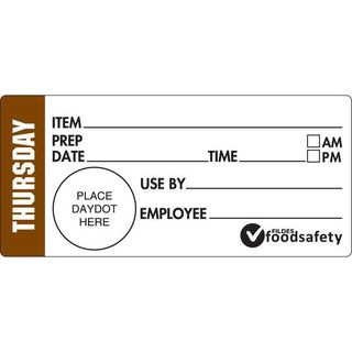 DAYDOTS 47MM X 99MM RECT - SHELF LIFE - DURABLE - THURSDAY -  BROWN ( 15040 ) - 500 - ROLL