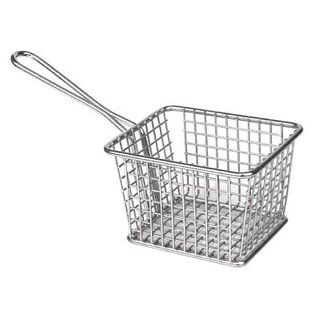OLYMPIA WIRE SERVICE BASKET / FRIES BASKET STAINLESS STEEL - 80mm H x 120mm W x 100mm D - GG867 - EACH