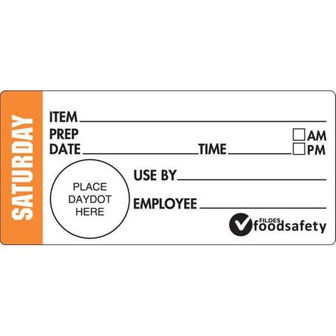 DAYDOTS 47MM X 99MM RECT - SHELF LIFE - DURABLE - SATURDAY - ORANGE ( 15060 ) - 500 - ROLL