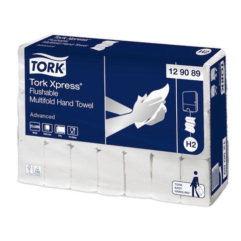 TORK XPRESS FLUSHABLE MULTIFOLD SLIMLINE INTERLEAF HAND TOWEL ADVANCED 2PLY ( H2 ) - 129089 - 4200 - CTN