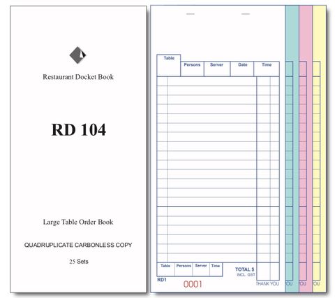 RD104 QUADRUPLICATE DOCKETBOOK -1-EACH