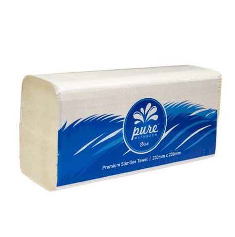 PURE WASHROOM SLIMLINE INTERLEAF HAND TOWEL - 2PLY QUILTED WHITE - PWQSTB-F - 250 - SLV