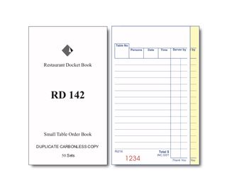 RD142 DUPLICATE CARBONLESS DOCKET BOOK -1 -EACH