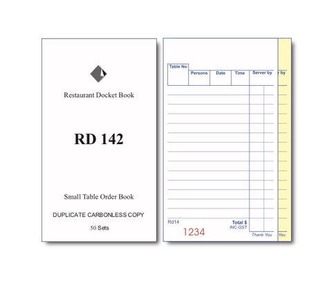 RD142 DUPLICATE CARBONLESS DOCKET BOOK -1 -EACH