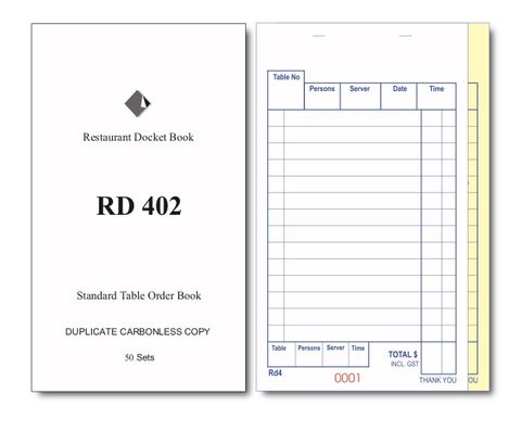 RD402 DUPLICATE CARBONLESS DOCKET BOOK -1-EACH