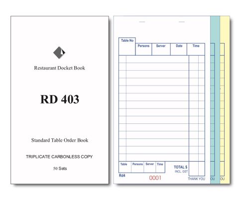RD403 TRIPLICATE CARBONLESS DOCKET BOOK 170 x 100mm -1-EACH