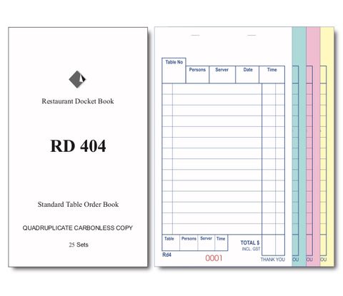 RD404 QUADRUPLICATE DOCKET BOOK -1-EACH