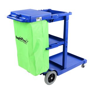 RAPIDCLEAN JANITORS CART - BLUE WITH GREEN BAG - 65040 - EACH