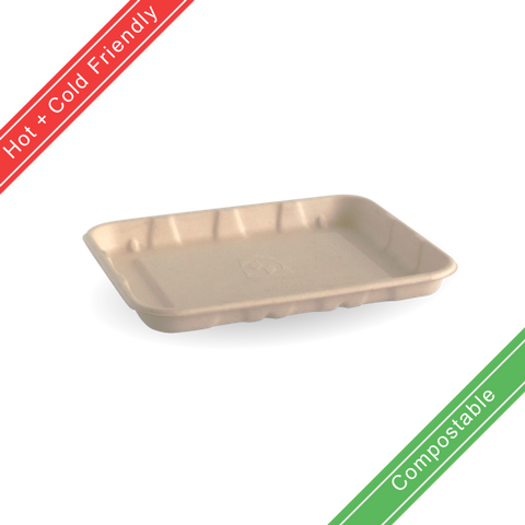 BIOPAK PLANT FIBRE Produce Tray - 6"X5" - 160mm (L) x 140mm (W) x 20mm (H) - natural - 1000 - ( B-TRAY-6X5-PF ) - CTN