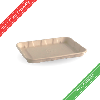 BIOPAK PLANT FIBRE Produce Tray - 6"X5" - 160mm (L) x 140mm (W) x 20mm (H) - natural - 125 - ( B-TRAY-6X5-PF ) - SLV