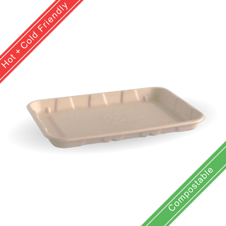 BIOPAK PLANT FIBRE Produce Tray - 7"X5" - 190mm (L) x 140mm (W) x 20mm (H) - natural - 1000 - ( B-TRAY-7X5-PF ) - CTN