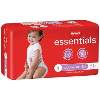 HUGGIES ESSENTIALS NAPPIES SIZE 4 - TODDLER ( 10 - 15KG ) - 21035 - ( 4 X 46 ) - 184 - CTN