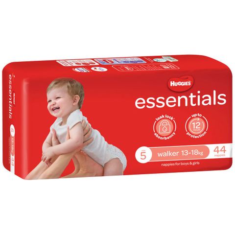 HUGGIES ESSENTIALS NAPPIES SIZE 5 - WALKER ( 13 - 18KG ) - 21036 - ( 4 X 44 ) - 176 - CTN