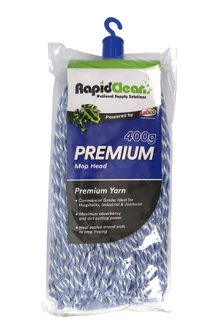 RAPID CLEAN PREMIUM 400G MOP HEAD - BLUE - MH-RP-01B - 12 - CTN